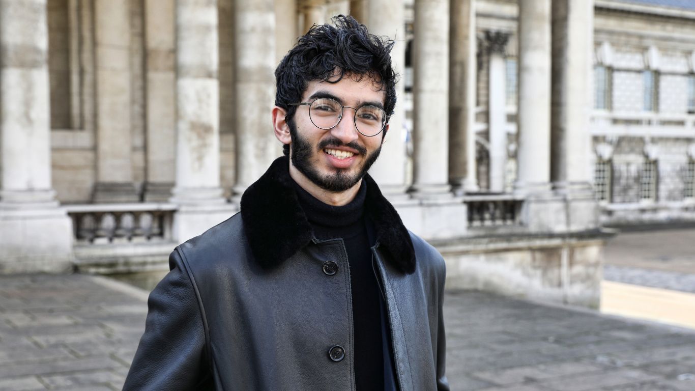 portrait of male student on campus