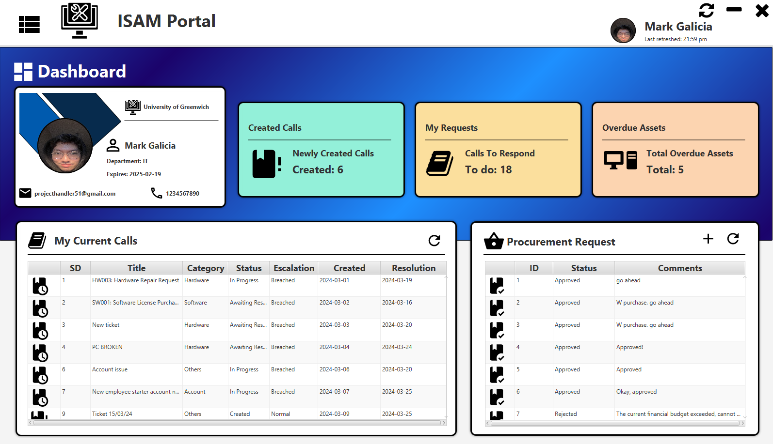 A screenshot of the ISAM Portal admin view