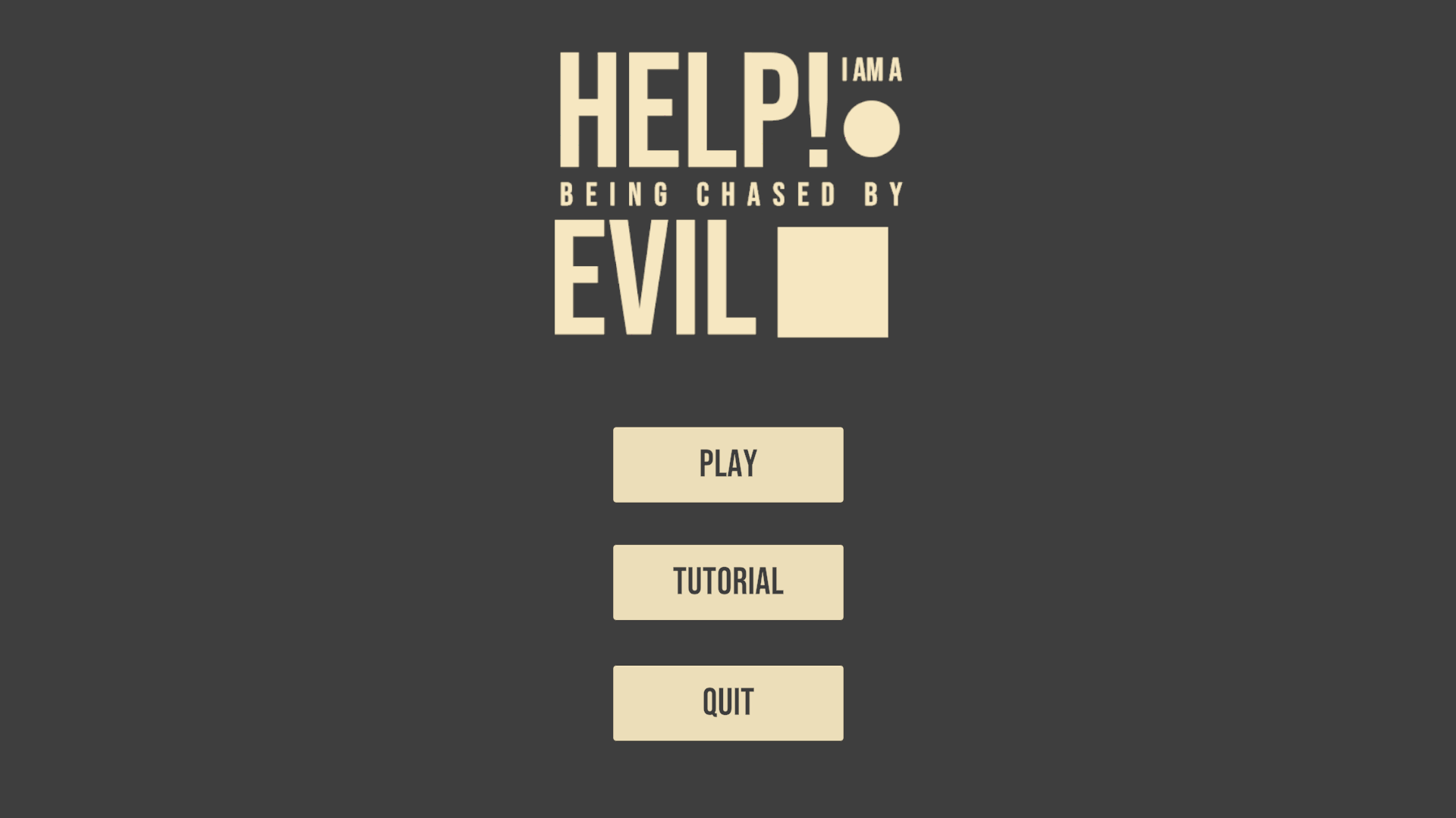 A screenshot of the game menu featuring the logo with play, tutorial and quit buttons underneath