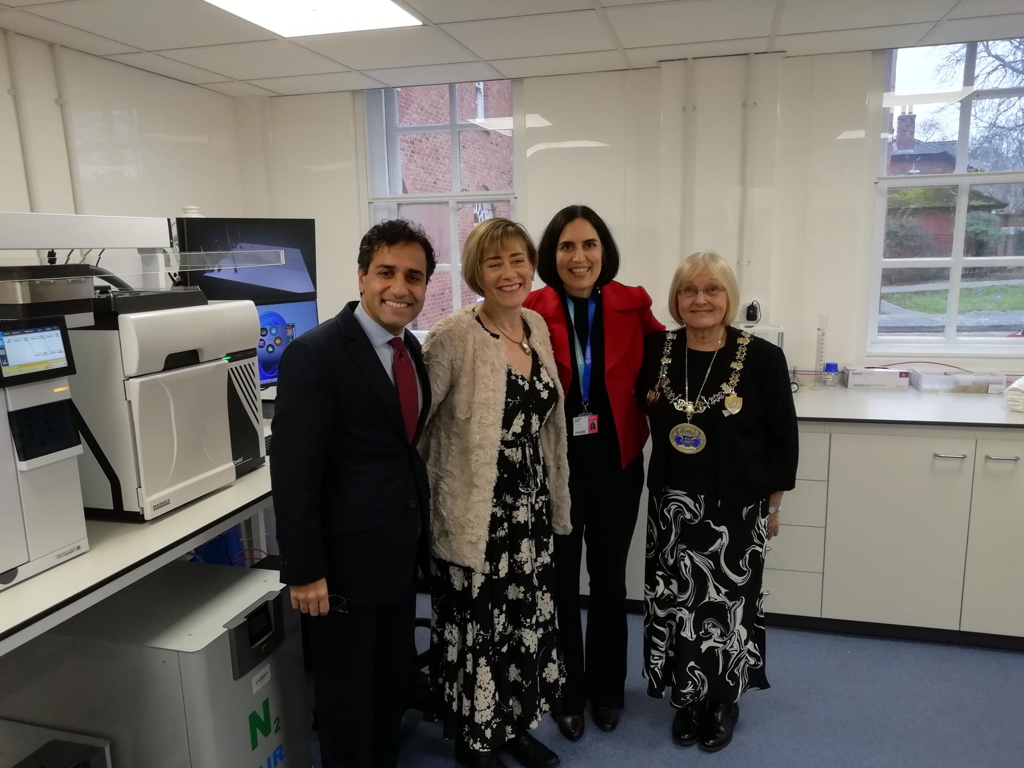 Vice-Chancellor Professor Jane Harrington, Nazanin Zand  Rehman Chishti, MP for Gillingham and Rainham and Cllr Jan Aldous, The Worshipful The Mayor of Medway