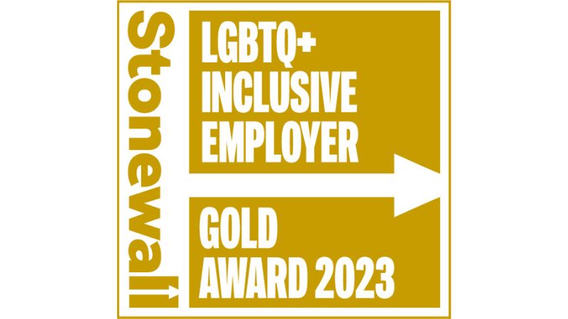 Stonewall gold award 2023 logo, lgbtq inclusive employer