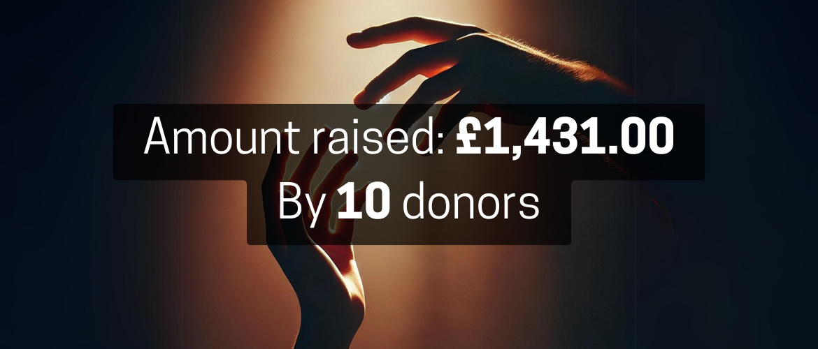 Image reads: 'Amount raised: £1,322.27 By 5 donors